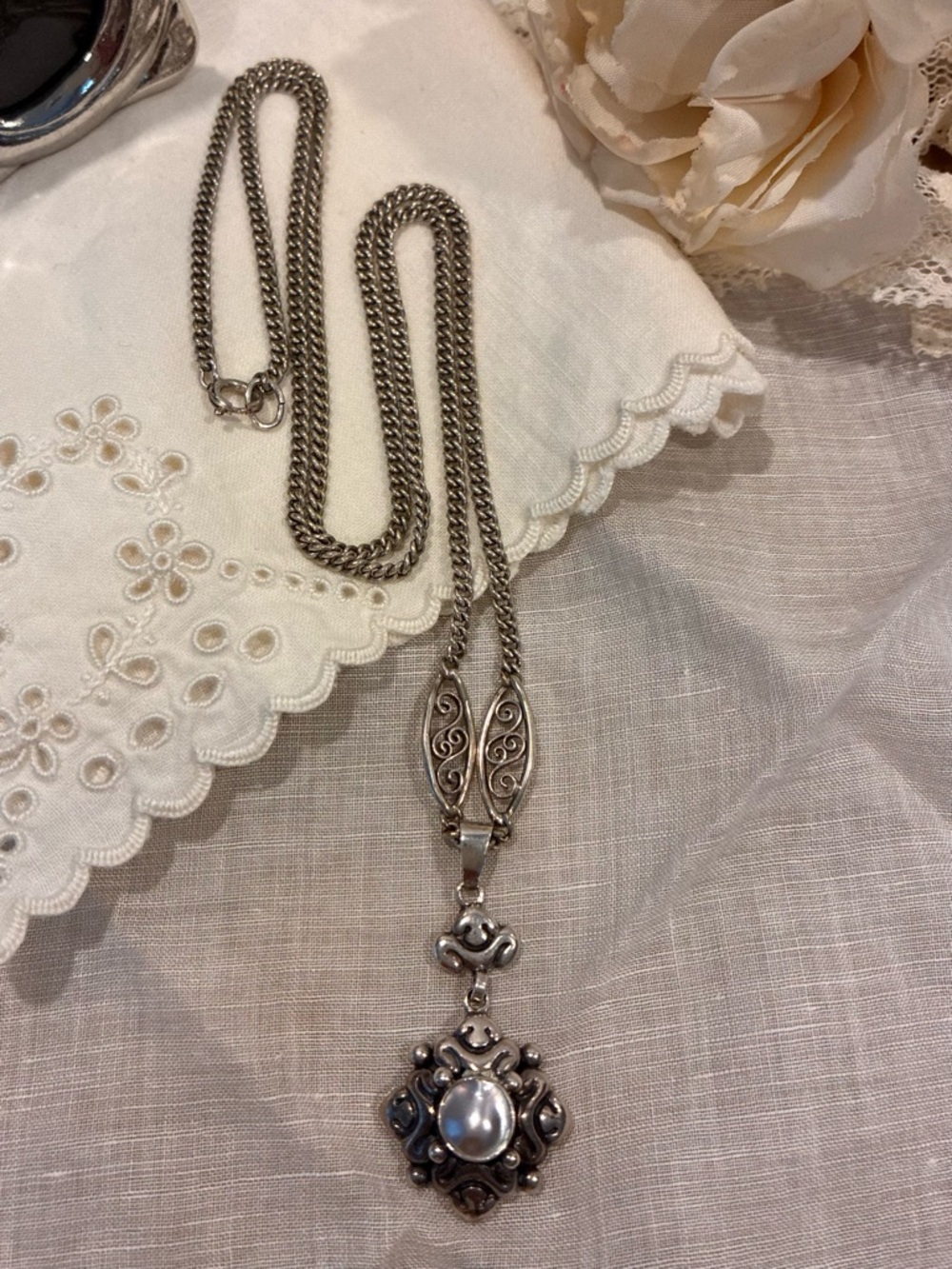 Antique Rasmus Bjørn Halvordersen 900 Silver Pendant, Circa 1900-1920, Signed
